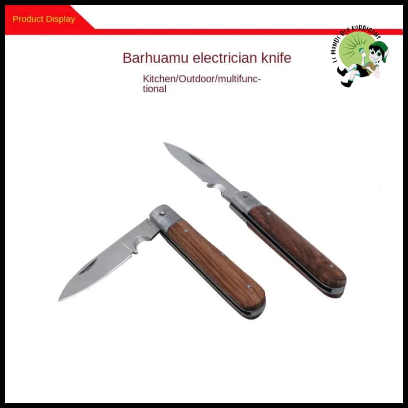 Couteau de Cuisine Pliable Portable avec Manche en Bois - Le Monde des Korrigans®