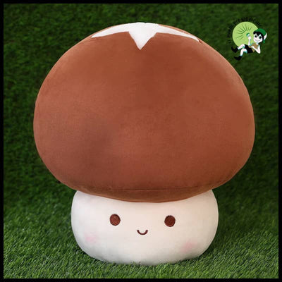 Adorable Coussin de Poupée en Peluche Champignon - Brun / 23cm - Coussins et couvertures avec des motifs champignons