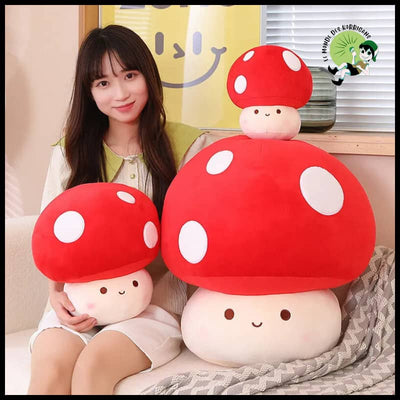 Adorable Coussin de Poupée en Peluche Champignon - Coussins et couvertures avec des motifs champignons