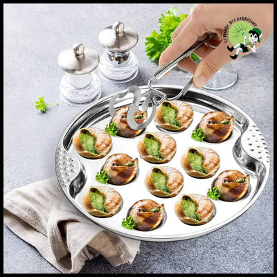 Assiette Escargot Acier Inoxydable - Argent - Ustensiles de cuisine spécifiques aux champignons