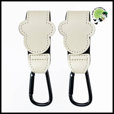 Attache Poussette Cuir Mode - B-2PCS Blanc - Accessoires de voyage durables