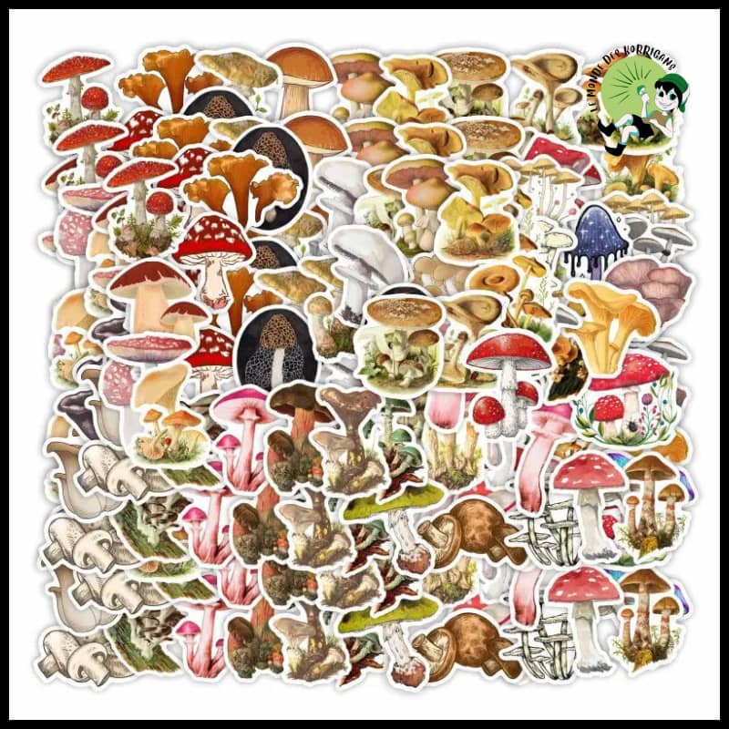 Autocollants Champignons Sauvages DIY - 10pcs - Stickers muraux et affiches illustrant des champignons