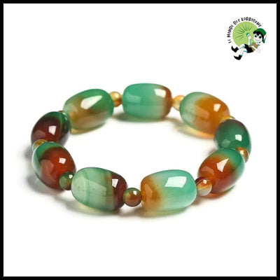 Bracelet de charme en agate paon vert coloré - Bracelets guérison pierres naturelles