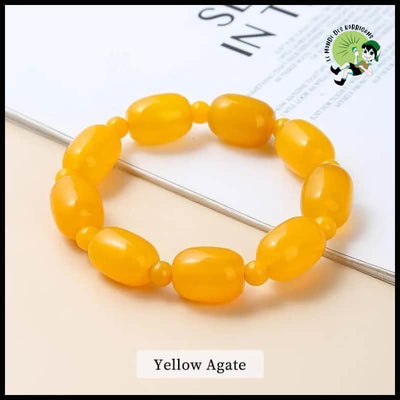 Bracelet de charme en agate paon vert coloré - Jaune Agate / 10mm - Bracelets guérison pierres naturelles