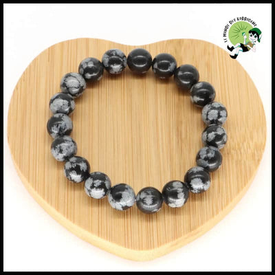 Bracelet en pierres naturelles d’obsidienne flocon de neige - Bracelets guérison