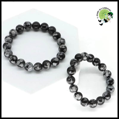 Bracelet en pierres naturelles d’obsidienne flocon de neige - Bracelets guérison