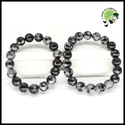 Bracelet en pierres naturelles d’obsidienne flocon de neige - Bracelets guérison