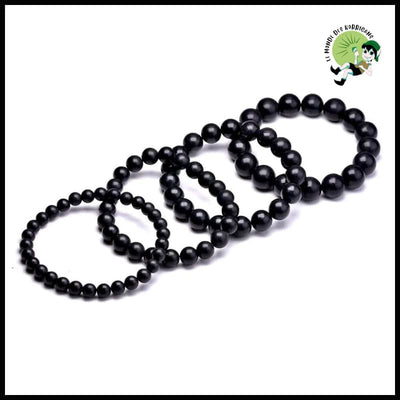 Bracelet en Shungite Noire Naturelle pour Soins de Santé et Méditation - Accessoires méditation prière