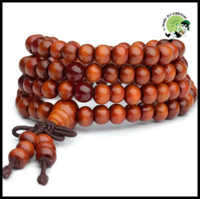 Bracelet Perles Bois Naturel - style AA-Orange - Accessoires de méditation et prière