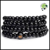 Bracelet Perles Bois Naturel - style AB-Noir - Accessoires de méditation et prière