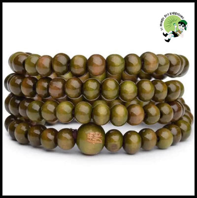 Bracelet Perles Bois Naturel - style AB-Vert - Accessoires de méditation et prière