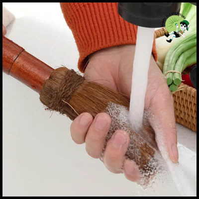 Brosse à Pot en Soie de Palmier avec Manche Bois - Brosses douces pour nettoyer les champignons