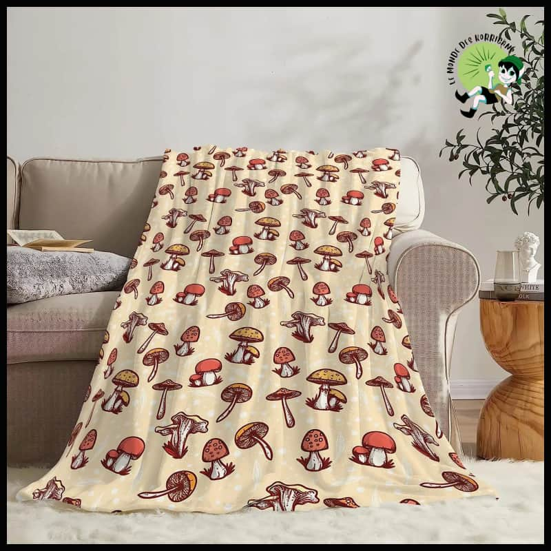 Chaleureuse Couverture Cartoon Champignons Peluche - Unique / 100x130cm - Coussins et couvertures avec des motifs