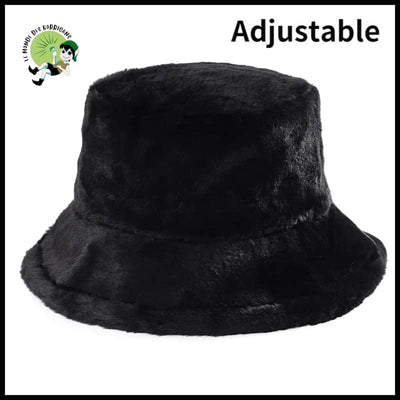 Chapeau Seau Hiver Fausse Fourrure - Noir - Chapeaux de cueillette