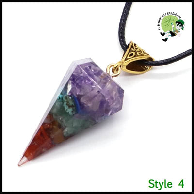 Collier de Pendentif Énergie Orgone en Pierre Chips Colorées - Style 4 / 1PC - Pendules divinatoires