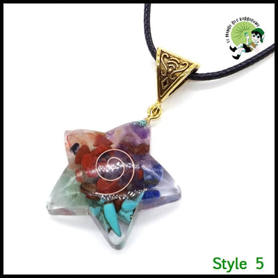 Collier de Pendentif Énergie Orgone en Pierre Chips Colorées - Style 5 / 1PC - Pendules divinatoires