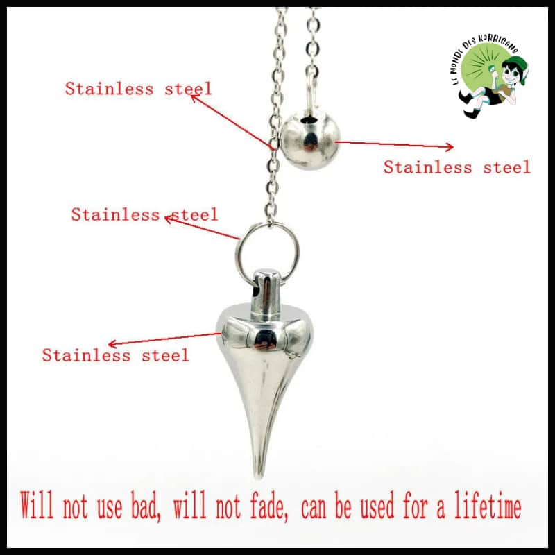 Collier en acier inoxydable avec pendule hexagonal - Pendules divinatoires