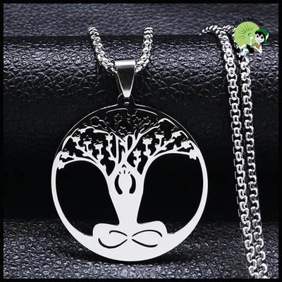 Collier Pendentif Arbre de Vie en Acier Inoxydable - B 50cm Boîte SR - Colliers avec pendentifs symboliques