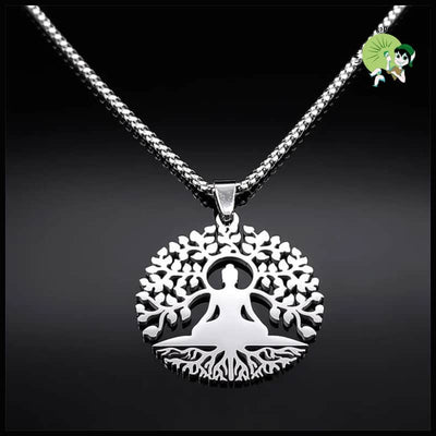 Collier Pendentif Arbre de Vie en Acier Inoxydable - Colliers avec pendentifs symboliques