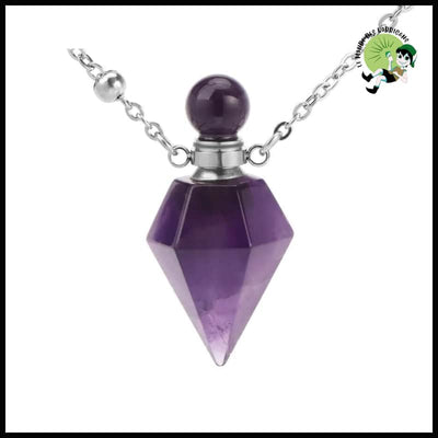 Collier pendentif bouteille parfum guérison - Améthyste-Cône-s - Colliers avec pendentifs symboliques