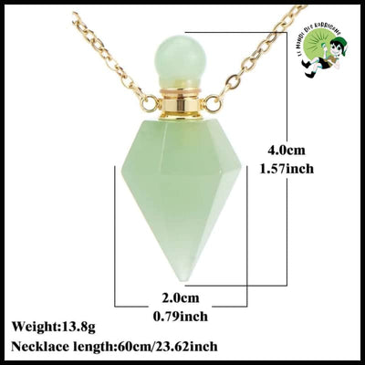 Collier pendentif bouteille parfum guérison - Aventurine-Cône-G - Colliers avec pendentifs symboliques