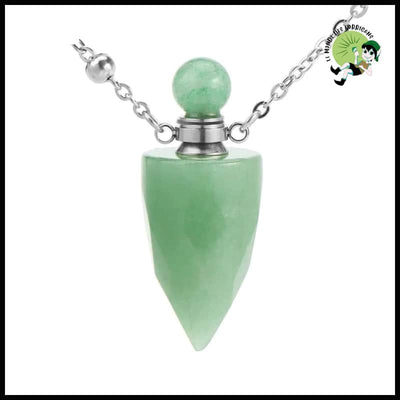 Collier pendentif bouteille parfum guérison - Aventurine-S - Colliers avec pendentifs symboliques