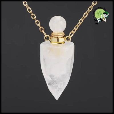 Collier pendentif bouteille parfum guérison - Cristal Blanc-G - Colliers avec pendentifs symboliques