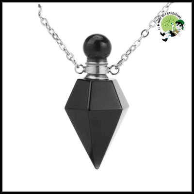 Collier pendentif bouteille parfum guérison - Obsidienne-cône-S - Colliers avec pendentifs symboliques