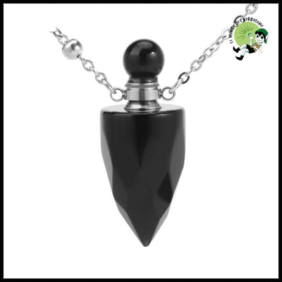 Collier pendentif bouteille parfum guérison - Obsidienne-S - Colliers avec pendentifs symboliques