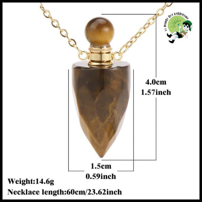 Collier pendentif bouteille parfum guérison - Oeil du Tigre-G - Colliers avec pendentifs symboliques