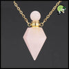 Collier pendentif bouteille parfum guérison - Quartz Rose-Cône-G - Colliers avec pendentifs symboliques