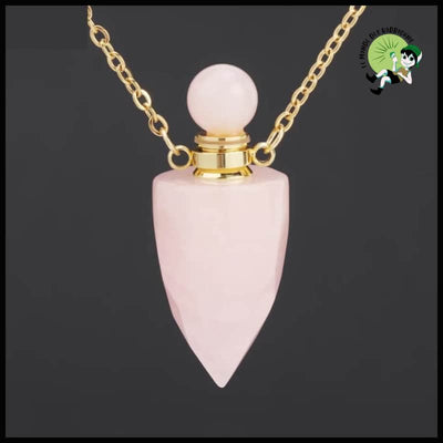 Collier pendentif bouteille parfum guérison - Quartz Rose-G - Colliers avec pendentifs symboliques