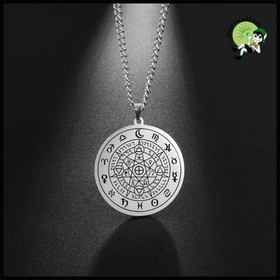 Collier Pendentif Talisman de Sorcellerie en Acier Inoxydable pour Hommes et Femmes - Couleur / 60cm - Colliers