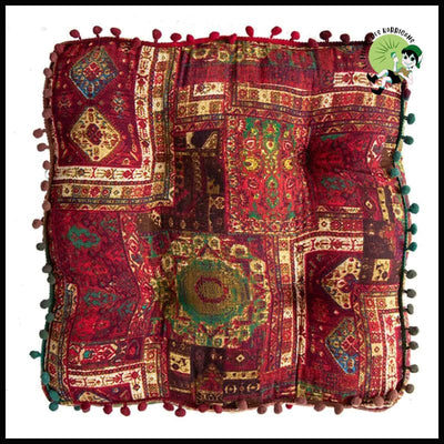 Coussin de Méditation Carré Style Ethnique pour Fenêtre et Balcon - Rouge / 40x40cm - Coussins méditation