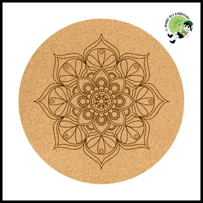 Coussin de Méditation en Liège Naturel - Mandalas / Diamètre 68cm - Coussins méditation avec motifs naturels