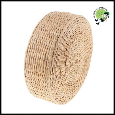 Coussin de Méditation Ronde en Paille - Coussins méditation avec motifs naturels