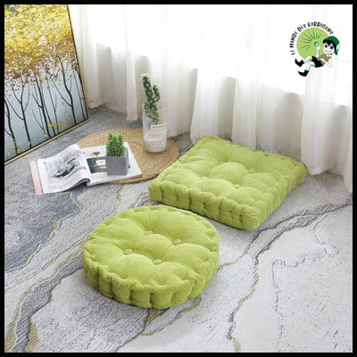 Coussin de Siège Épais pour Balcon Tatami Méditation Sol Salon - Vert / 60X60cm Carré - Coussins méditation