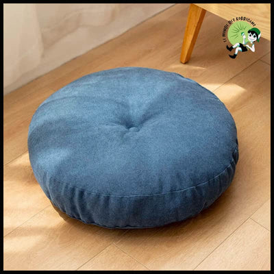 Coussin de Sol Rond pour Méditation et Yoga - Bleu / 42cm - Coussins méditation avec motifs naturels