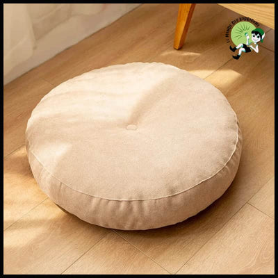 Coussin de Sol Rond pour Méditation et Yoga - Crème / 42cm - Coussins méditation avec motifs naturels