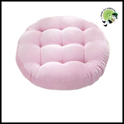 Coussin Rond de Méditation pour le Sol - Velours Côtelé Rose / Diamètre 42cm - Coussins méditation avec motifs naturels