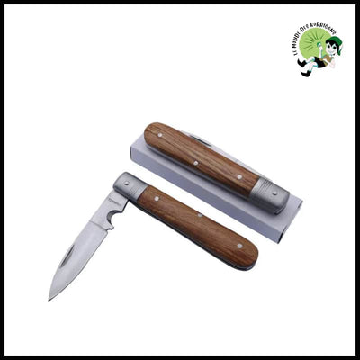 Couteau de Cuisine Pliable Portable avec Manche en Bois - Brun - cueillette champignons