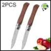 Couteau Pliant en Acier Inoxydable pour Fruits - Manche Bois - Marron - 2 couteaux - de cueillette champignons