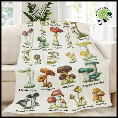 Couverture en Flanelle Champignon Confortable - Coussins et couvertures avec des motifs de champignons