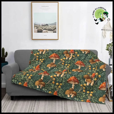 Couverture Premium Flanelle Ambiance Cocooning - Coussins et couvertures avec des motifs de champignons