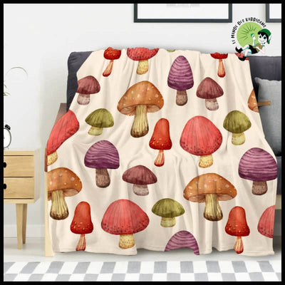 Couverture Vintage Champignons Botaniques Flanelle - 21 / 135x200cm-EU-Célibataire - Coussins et couvertures