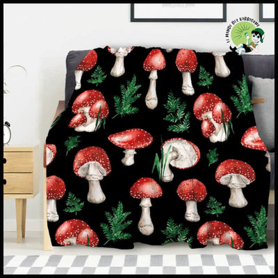 Couverture Vintage Champignons Botaniques Flanelle - 24 / 135x200cm-EU-Célibataire - Coussins et couvertures