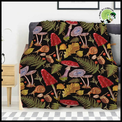 Couverture Vintage Champignons Botaniques Flanelle - 4 / 135x200cm-EU-Célibataire - Coussins et couvertures