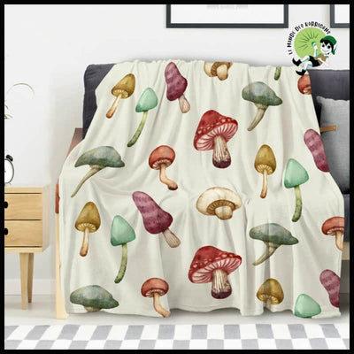 Couverture Vintage Champignons Botaniques Flanelle - 6 / 135x200cm-EU-Célibataire - Coussins et couvertures