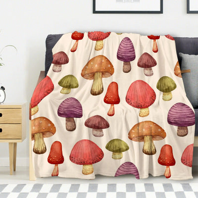 Couverture Vintage Champignons Botaniques Flanelle - Coussins et couvertures avec des motifs de champignons