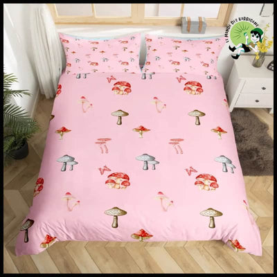 Ensemble de Housse Couette Champignon - 10 / 200x200cm 3pcs - Coussins et couvertures avec des motifs champignons